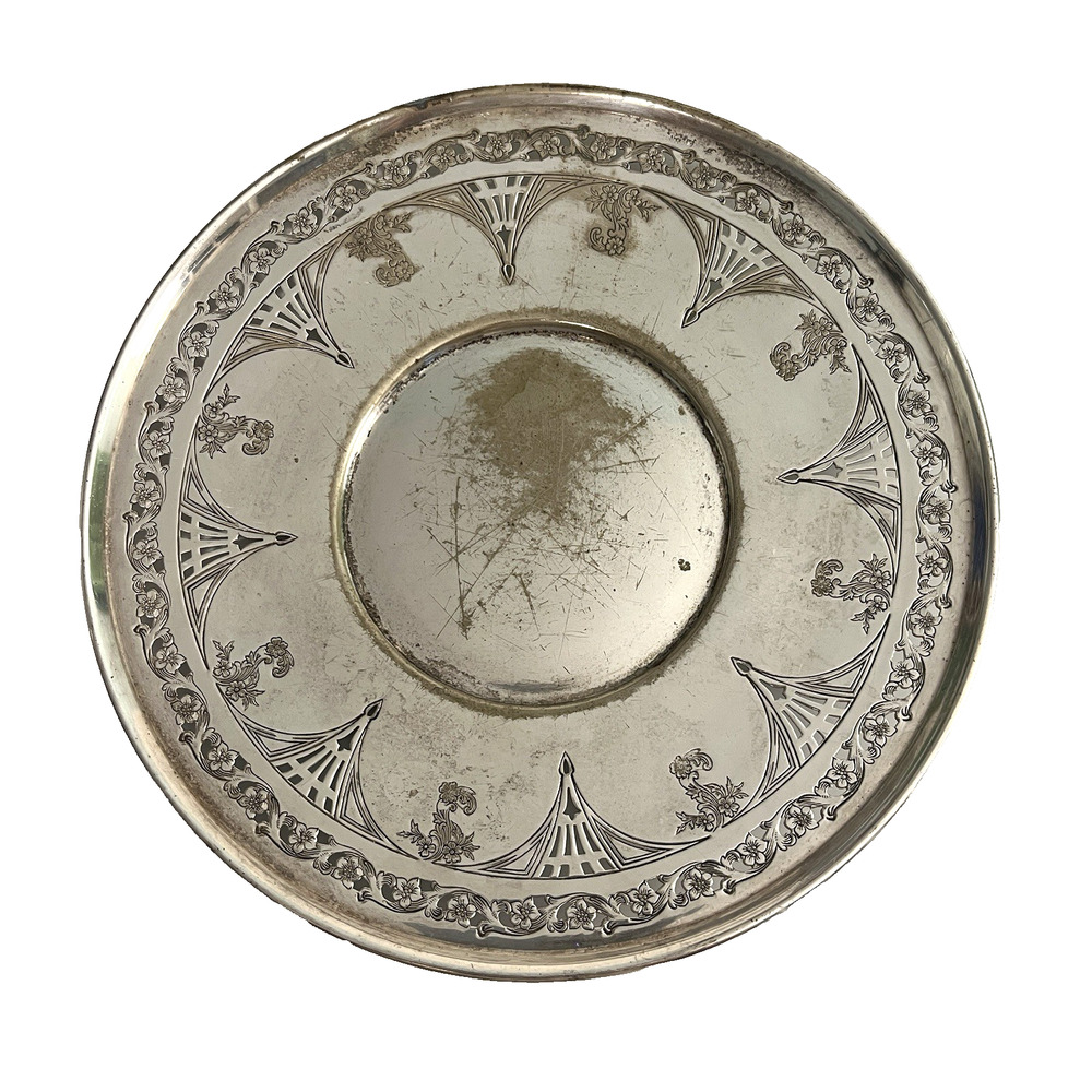 Vintage Benedict 1112 Silver Plate Serving Dish 10" Decorative Border Flaw